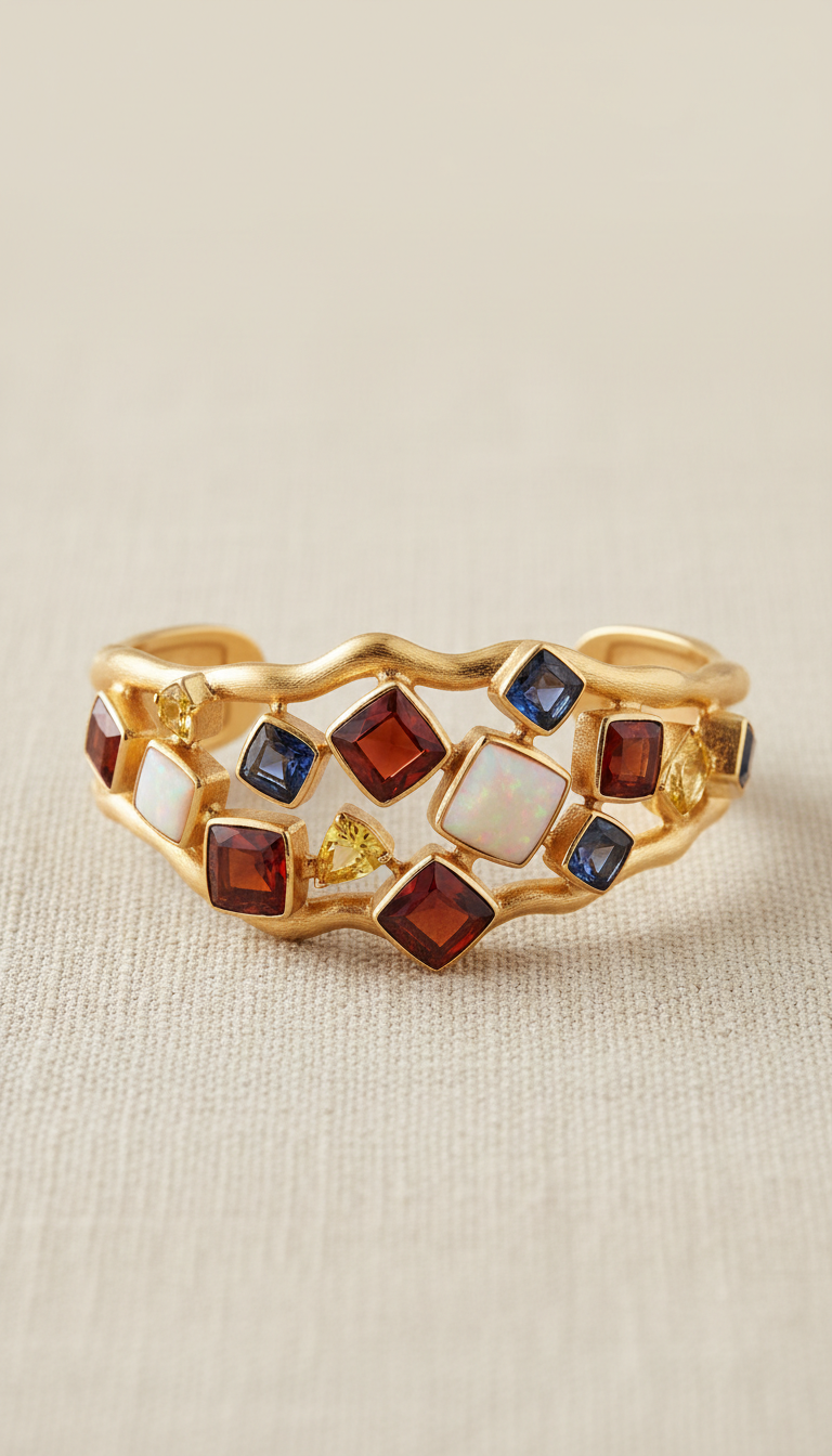 Coral Garnet Cuff Bracelet